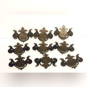 Set of 9 Antique Solid Brass Chippendale style drawer pulls